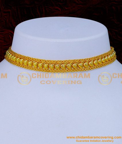 NLC1287 - Simple Western Style Gold Plated Choker Necklace Design for Girls