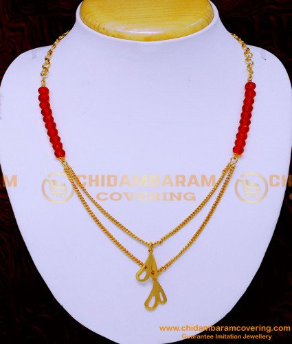 NLC1304 - Unique Gold Plated Red Crystal Beads Western Necklace Online