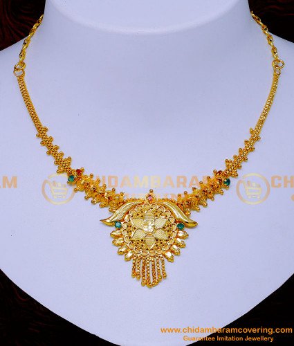 NLC1313 - Gold Design Simple Stone Necklace Design for Wedding 