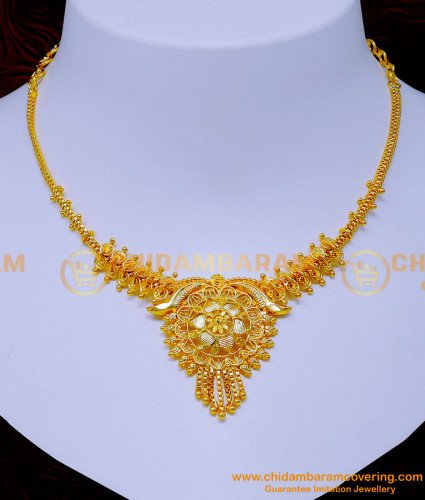NLC1315 - Light Weight Bridal Wedding Gold Necklace Design Online
