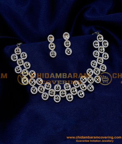 NLC1341 - New Model White Stone Choker Necklace Set for Lehenga 