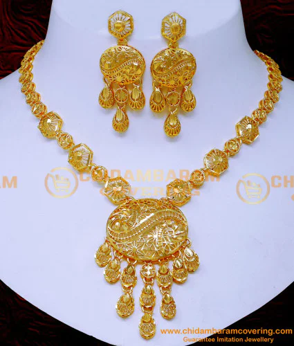 Buy Real Gold Look Dubai Jewellery Designs Necklace Set