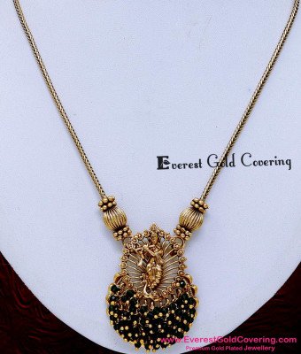 NLC1737 - Unique Black Crystal Stone Antique Krishna Jewellery Set