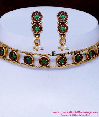 NLC1742 - New Model Antique Western Choker Necklace with Earrings