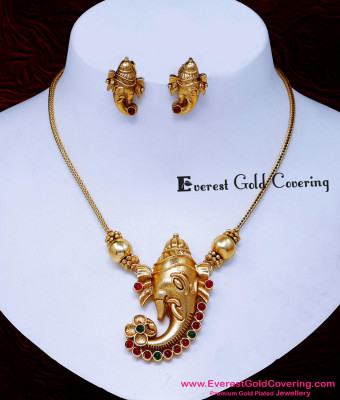 NLC1746 - Latest Simple Elephant Design Antique Necklace Set