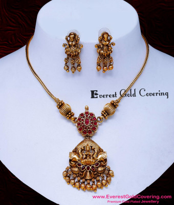 NLC1749 - New collection Kemp Stone Lakshmi Antique Necklace