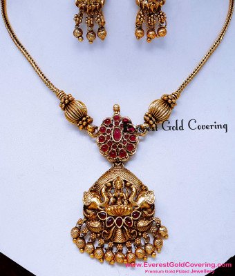 NLC1749 - New collection Kemp Stone Lakshmi Antique Necklace