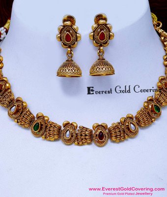 NLC1753 - Best Quality Simple Antique Gold Necklace Designs