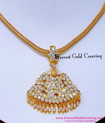 NLC1760 - Traditional White Stone Impon Lakshmi Attigai Necklace