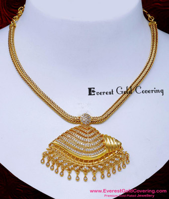 NLC1764 - New Model White Stone Sangu Pendant Necklace Design