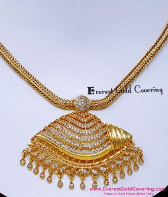 NLC1764 - New Model White Stone Sangu Pendant Necklace Design