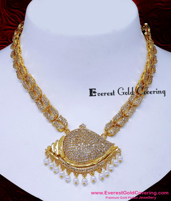 NLC1766 - High Quality Stone with Pearl Sangu Dollar Necklace Design