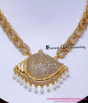 NLC1766 - High Quality Stone with Pearl Sangu Dollar Necklace Design
