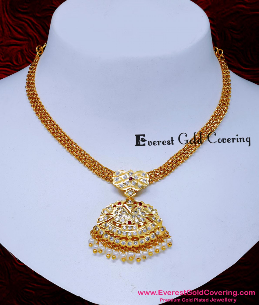 Impon Attigai necklace with traditional South Indian design