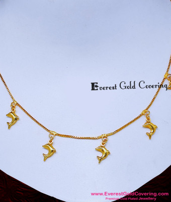 NLC1799 - Unique Light Weight Forming Gold Dolphin Necklace