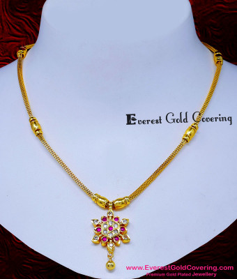 NLC1818 - Latest Daily Wear Stone Pendant Impon Necklace Models