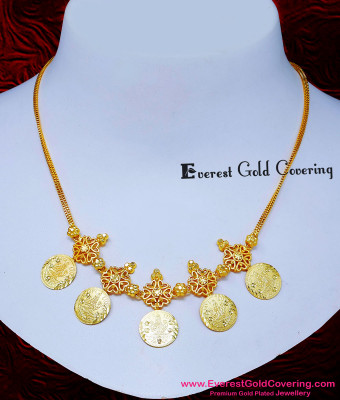 NLC1821 - Latest Light Weight Simple Gold Coin Necklace Designs