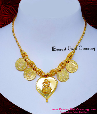 NLC1823 - Premium Forming Gold Coin Necklace with Lakshmi Pendant
