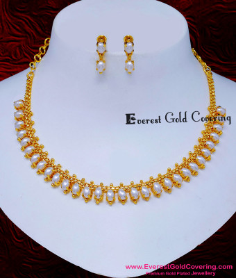 NLC1827 - New Model Forming Gold Pearl Necklace Set for Women
