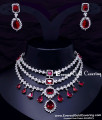 First Quality Diamond Necklace Reception Jewellery Set for Bride Maroon diamond necklace set