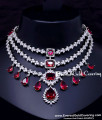 First Quality Diamond Necklace Reception Jewellery Set for Bride Maroon diamond necklace set