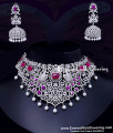 Sparkling American Diamond Pearl and Stone Choker Necklace Traditional AD Stone Party Wear Choker Set