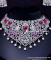 Sparkling American Diamond Pearl and Stone Choker Necklace Traditional AD Stone Party Wear Choker Set
