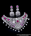 Sparkling American Diamond Pearl and Stone Choker Necklace Traditional AD Stone Party Wear Choker Set