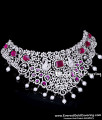 Sparkling American Diamond Pearl and Stone Choker Necklace Traditional AD Stone Party Wear Choker Set