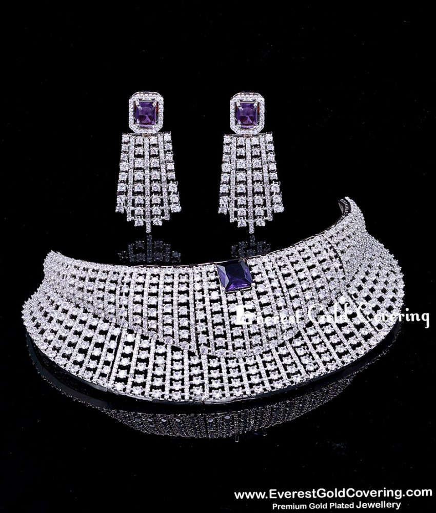 american diamond ad jewellery set