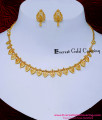 Gold Plated Daily Wear Simple Necklace with Earrings necklace designs covering