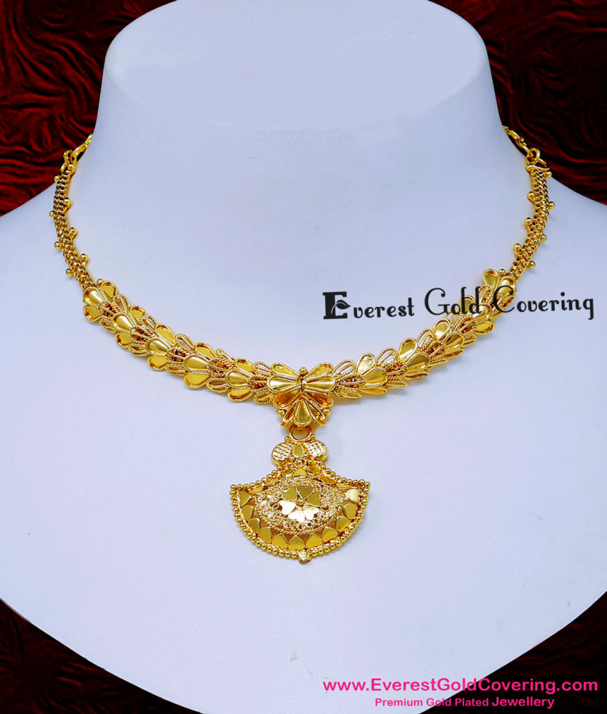 1 Gram Gold Plated Light Weight Necklace for Women 1 gram gold simple necklace designs