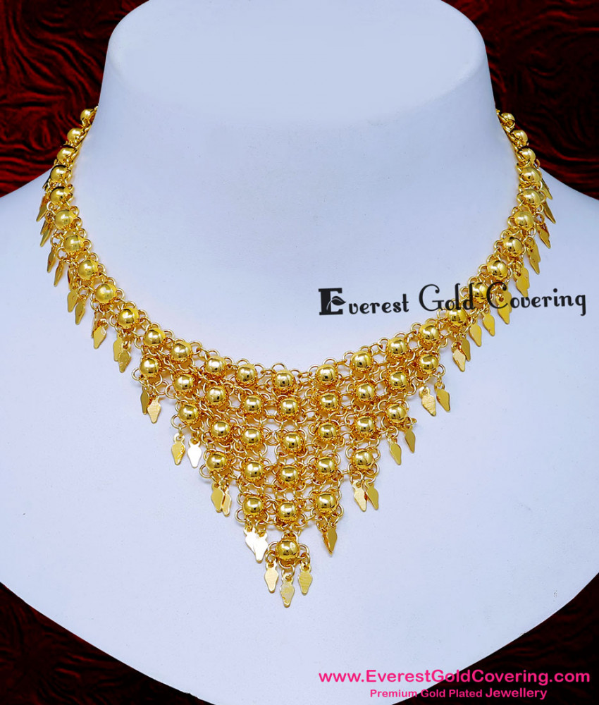 Kerala Jewellery Real Gold Design Elakkathali Necklace Online Premium Gold Plated Kerala Jewellery Elakkathali Necklace for Traditional Bridal Wear
