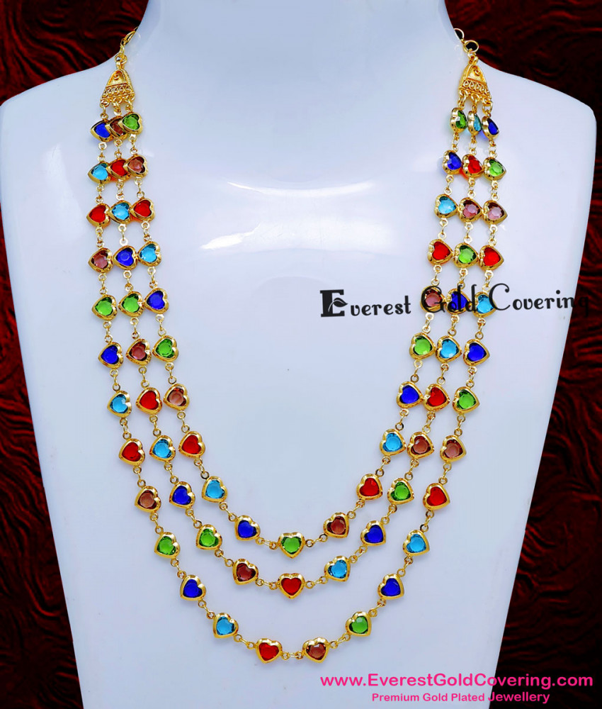 Latest Heart Design Gemstone Multicolor Stone Necklace Premium-quality multicolor necklace