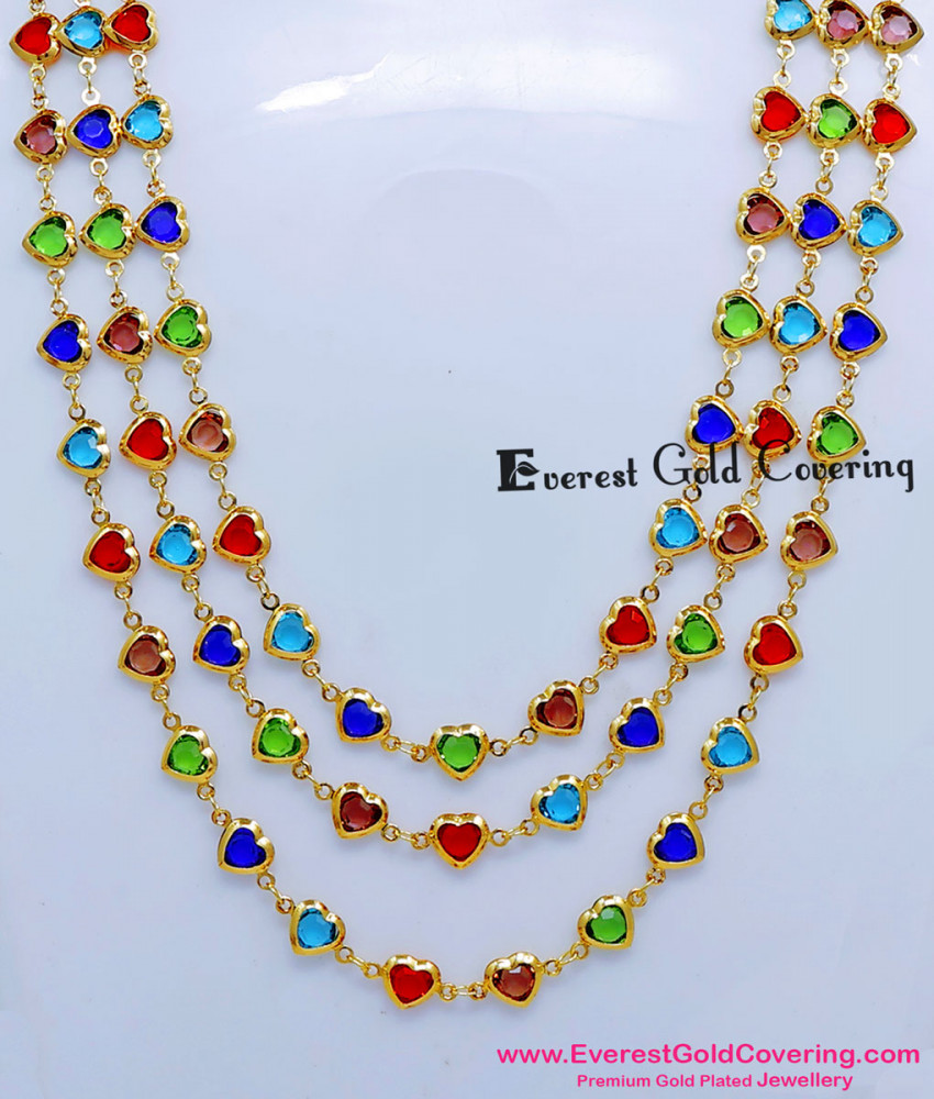 Latest Heart Design Gemstone Multicolor Stone Necklace Premium-quality multicolor necklace