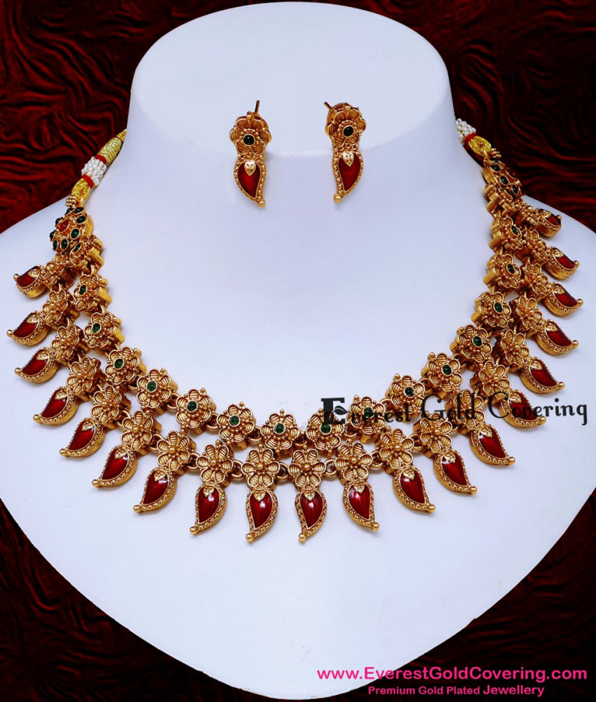 Latest Antique Palakk Necklace Jewellery Set for Women traditional palakka necklace