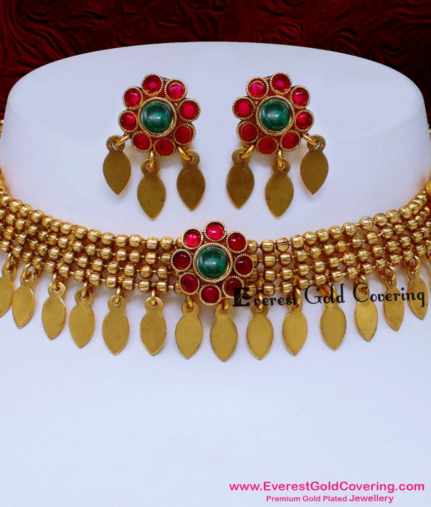 Beautiful Antique Elakkathali Choker Necklace Set elakkathali necklace online