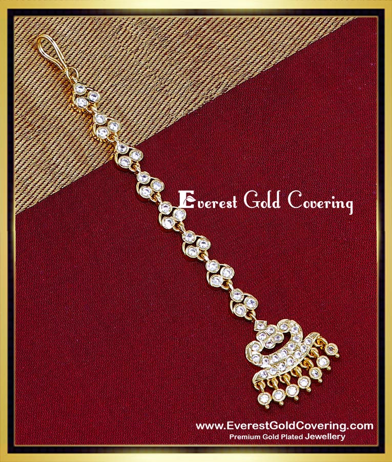Elegant Light Weight Impon Stone Nethi Chutti for Bride dulhan maang tikka gold