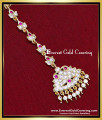 Bridal Wear White and Ruby Gold Imitation Maang Tikka bridal maang gold imitation maang tikka