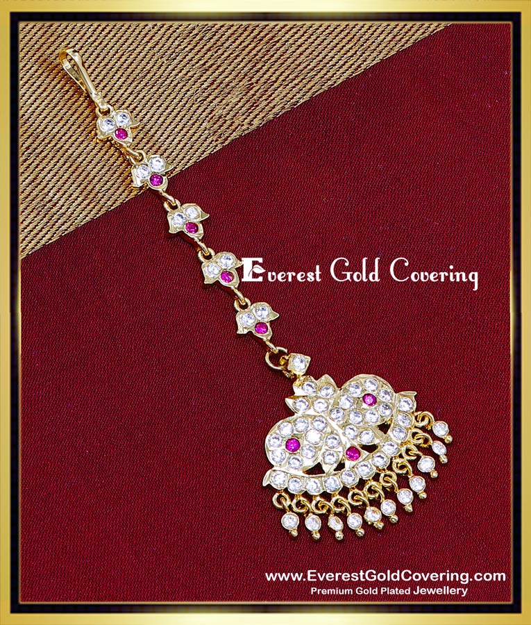 Real Gold Look Stone Maang Tikka Panchaloha Jewellery traditional maang tikka