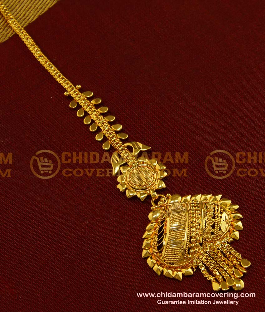 NCT081 - Traditional Gold Maang Tikka Heart Designs Nethi Chutti Tikka Jewellery Online