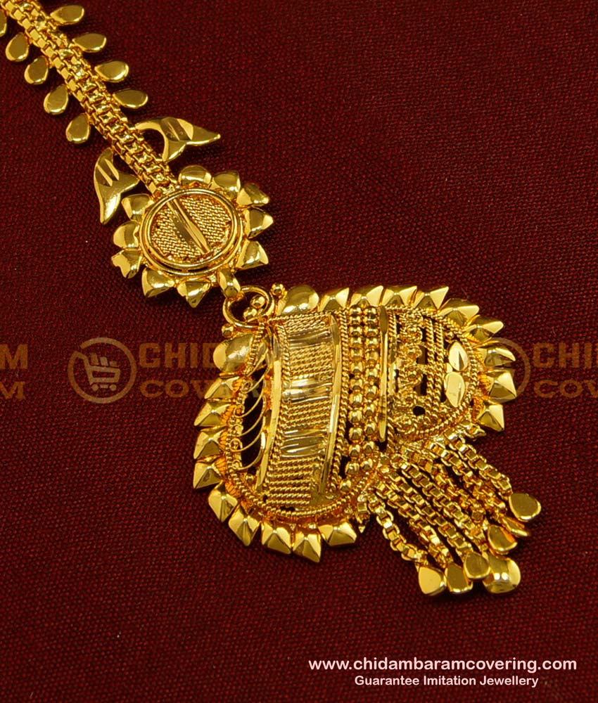 NCT081 - Traditional Gold Maang Tikka Heart Designs Nethi Chutti Tikka Jewellery Online