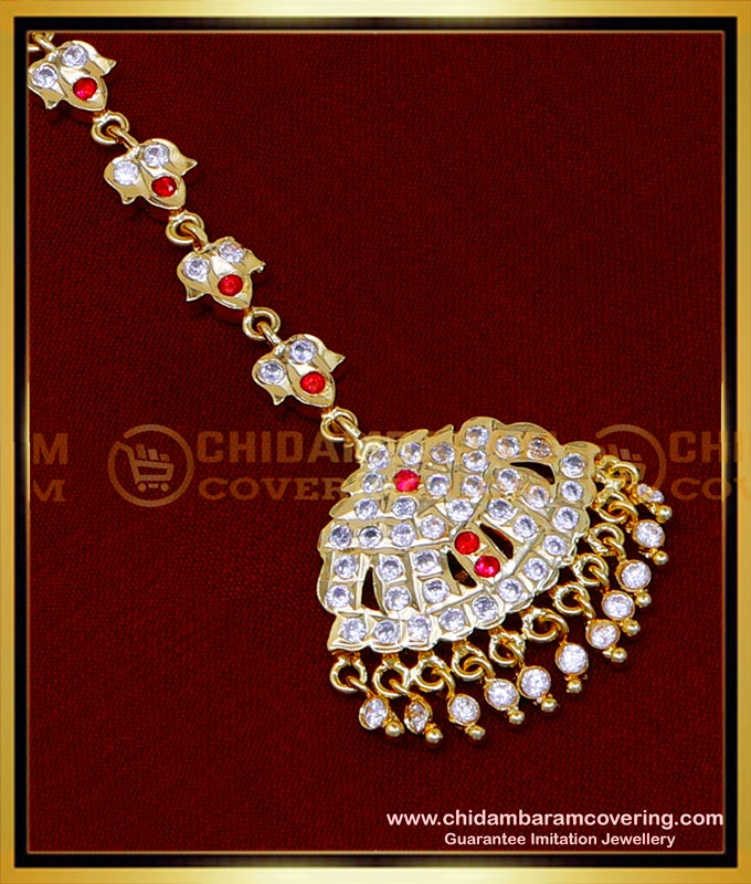 gold nethi chutti Impon White Stone Traditional Nethi Chutti for Wedding