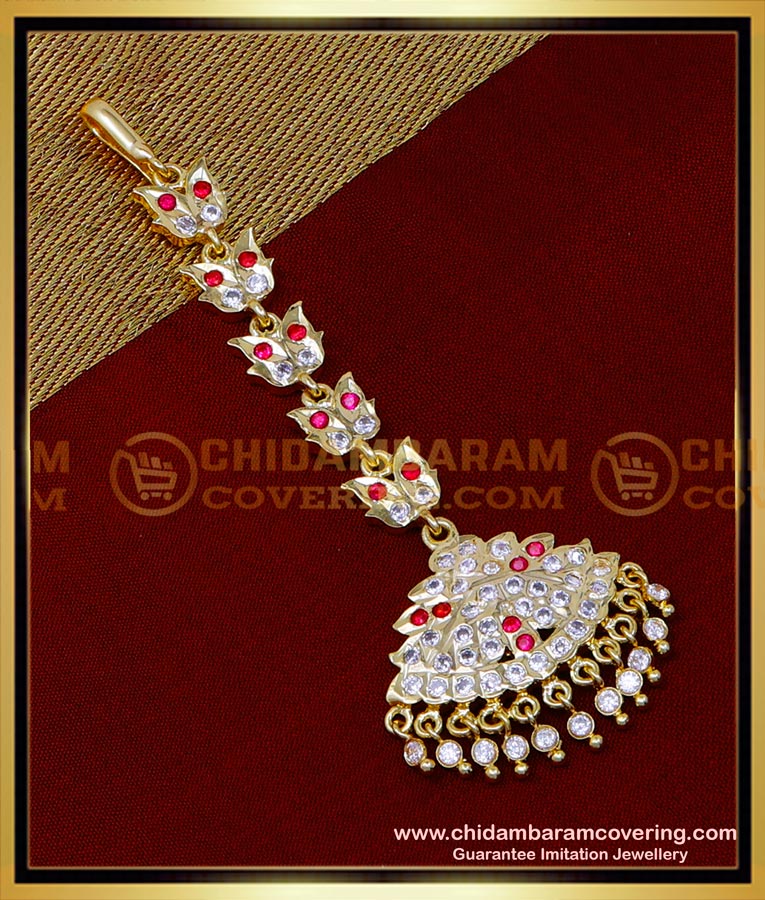 Nethi chutti Designs Bridal Wear Gold Plated Impon Maang Tikka for Bride