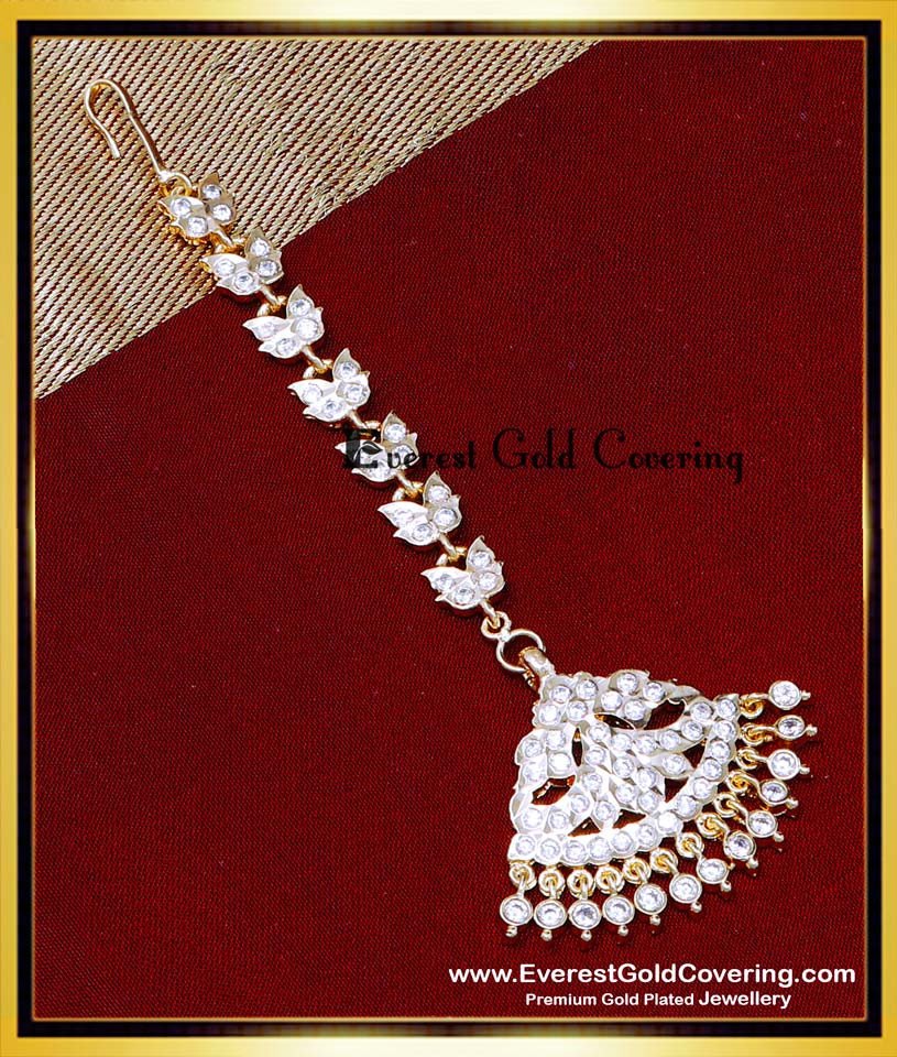 nethichutti for bride, nethichutti designs, nethichutti gold designs, nethichutti designs for wedding, nethichutti white stone, nethichutti online, impon nethichutti, gold maang tikka design, small maang tikka, bridal maang tikka