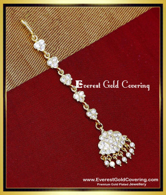 NCT374 - Impon White Stone Small Simple Maang Tikka Design