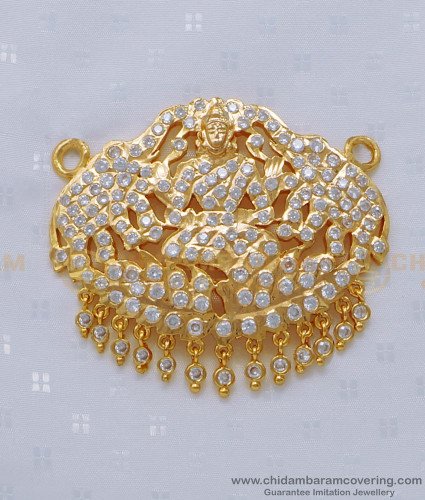 PND072 - Five Metal White Stone Gajalakshmi Pendant Design One Gram Gold Jewellery Online 