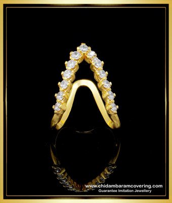 RNG196 - Traditional South Indian Vangi Ring Impon White Stone Vangi Mothiram