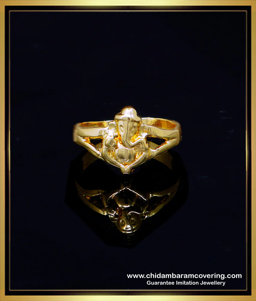 Buy Impon Gold Design Plain Ganesh Ring Gold for Ladies