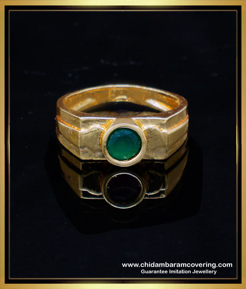 Buy Five Metal Emerald Stone Gold Ring Design for Male